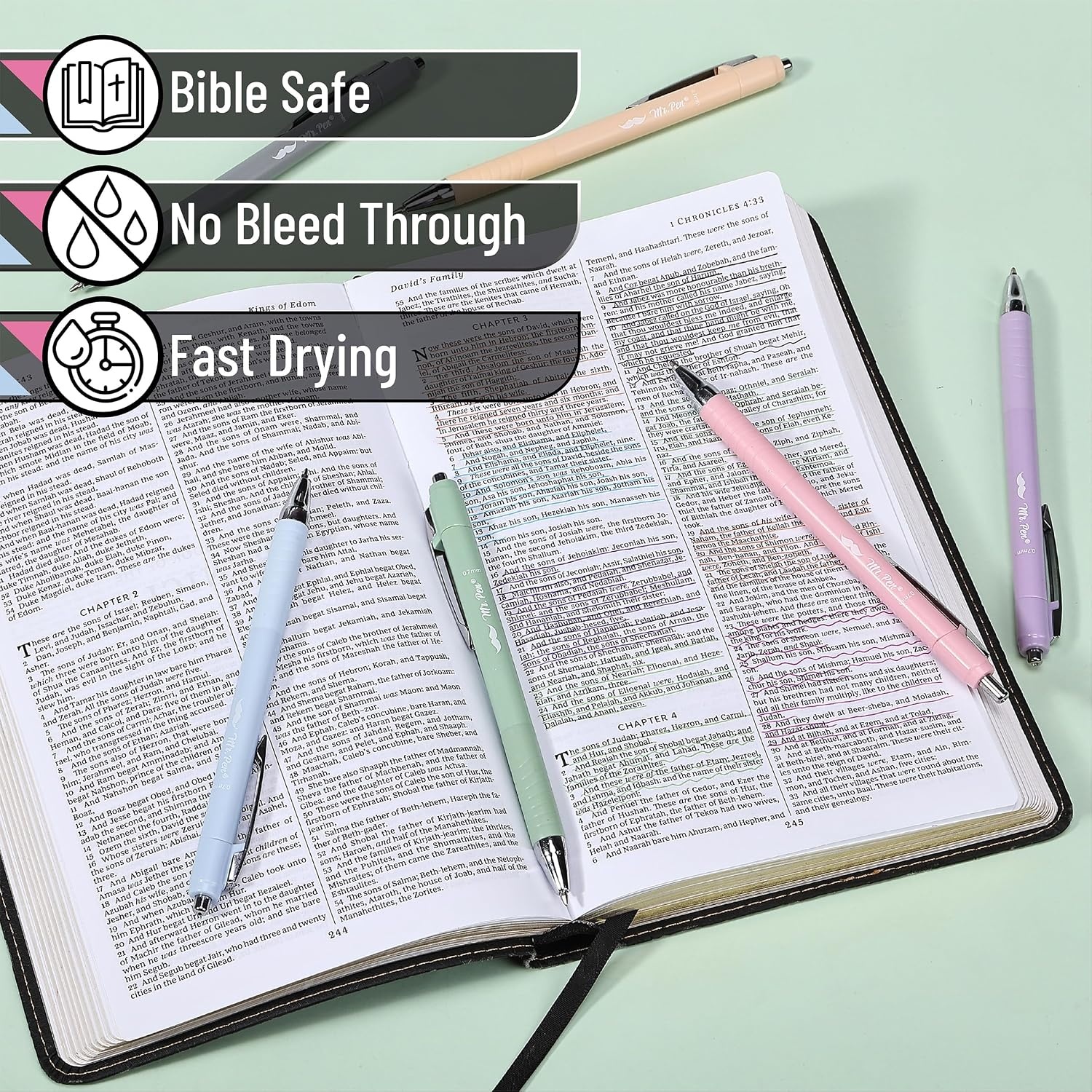 image:imageMr Pen Retractable Bible Journaling Pens 6 Pack Colored Ink  Smooth Writing Pen No Smear Comfortable Grip Ideal for Bible Journaling NoteTaking Writing amp Daily Use6 Count Pack of 1