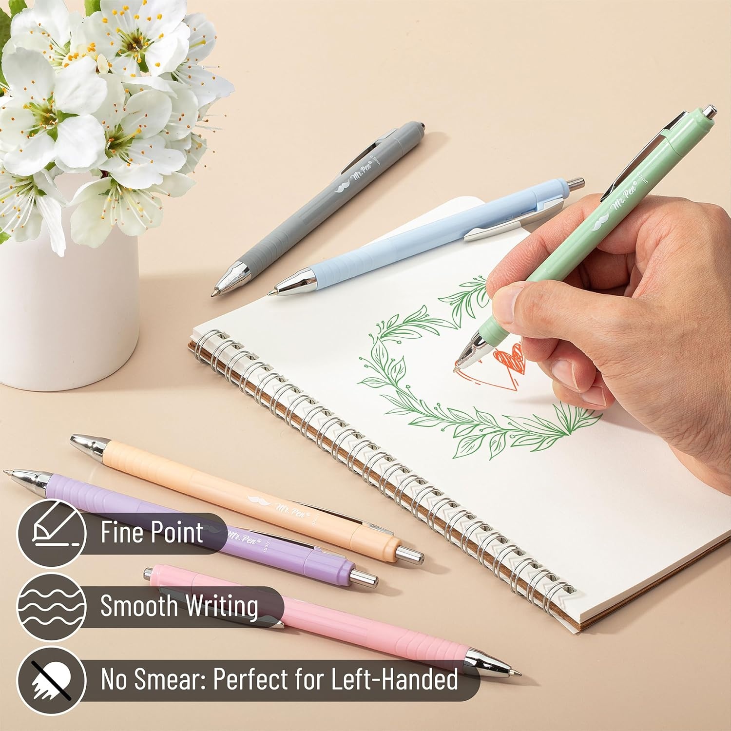 image:imageMr Pen Retractable Bible Journaling Pens 6 Pack Colored Ink  Smooth Writing Pen No Smear Comfortable Grip Ideal for Bible Journaling NoteTaking Writing amp Daily Use6 Count Pack of 1