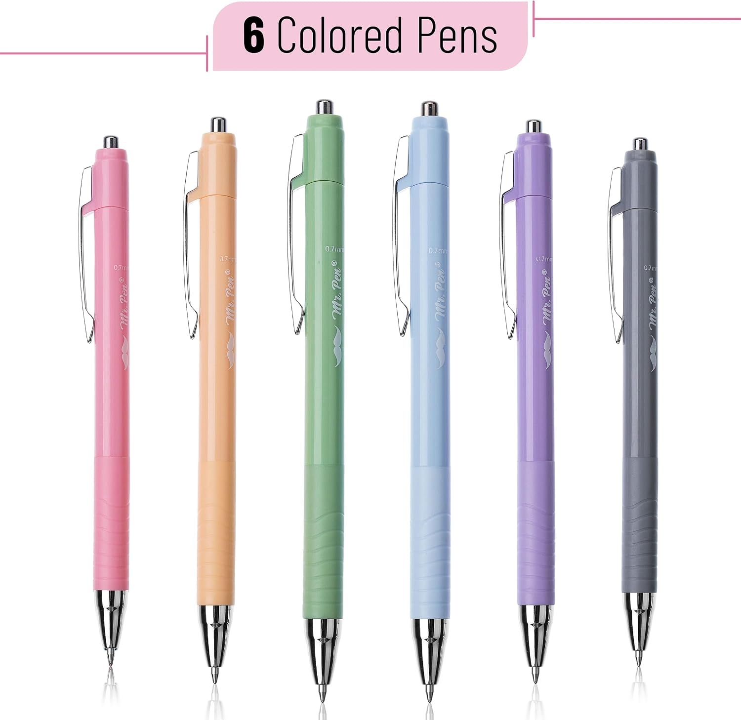image:imageMr Pen Retractable Bible Journaling Pens 6 Pack Colored Ink  Smooth Writing Pen No Smear Comfortable Grip Ideal for Bible Journaling NoteTaking Writing amp Daily Use6 Count Pack of 1