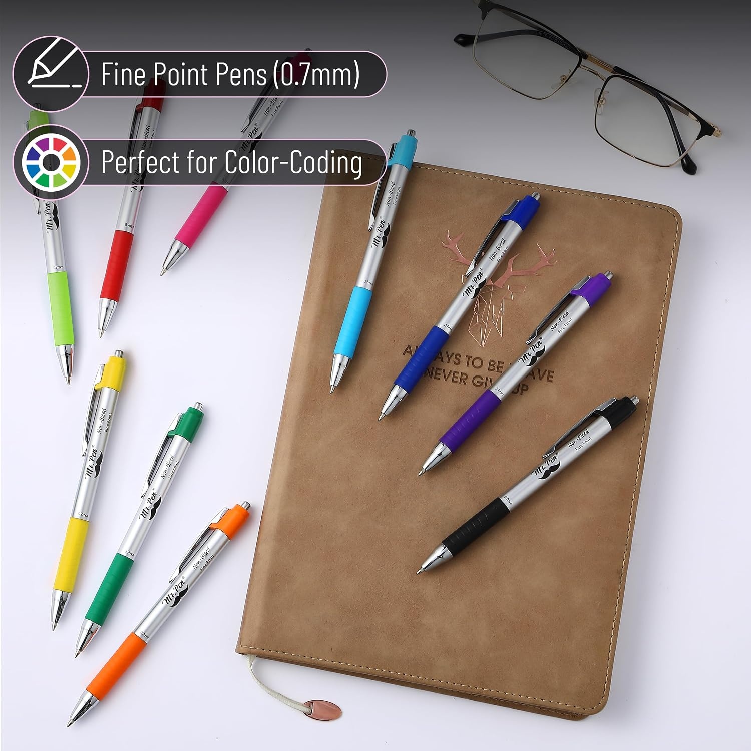 image:imageMr Pen Retractable Bible Pens 6 Pack Assorted Colors Ink No Bleed Through Fast Dry amp Smooth Writing Pens for Bible Journaling Color Coding Note Taking Study amp Planning10