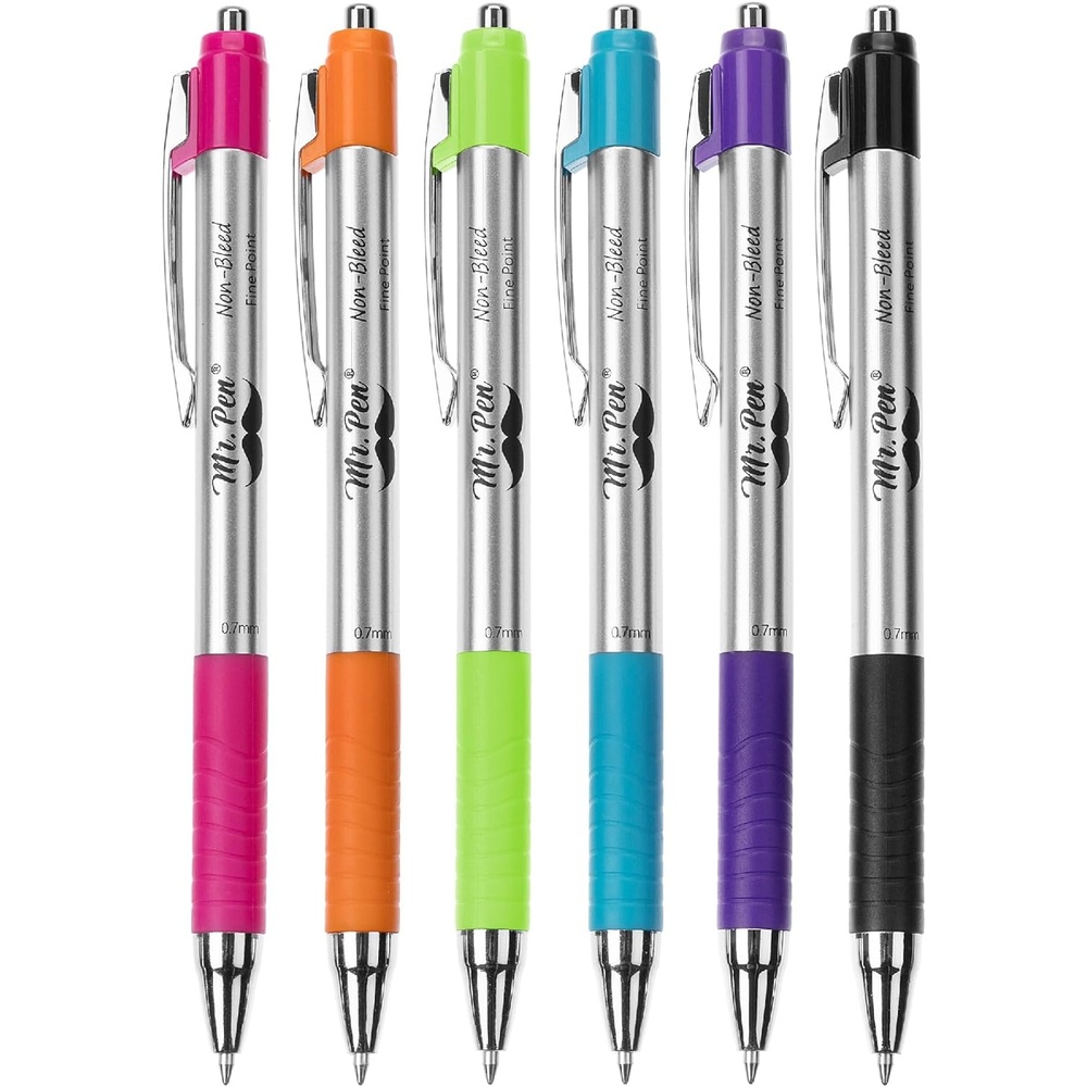 image:imageMr Pen Retractable Bible Pens 6 Pack Assorted Colors Ink No Bleed Through Fast Dry amp Smooth Writing Pens for Bible Journaling Color Coding Note Taking Study amp Planning6
