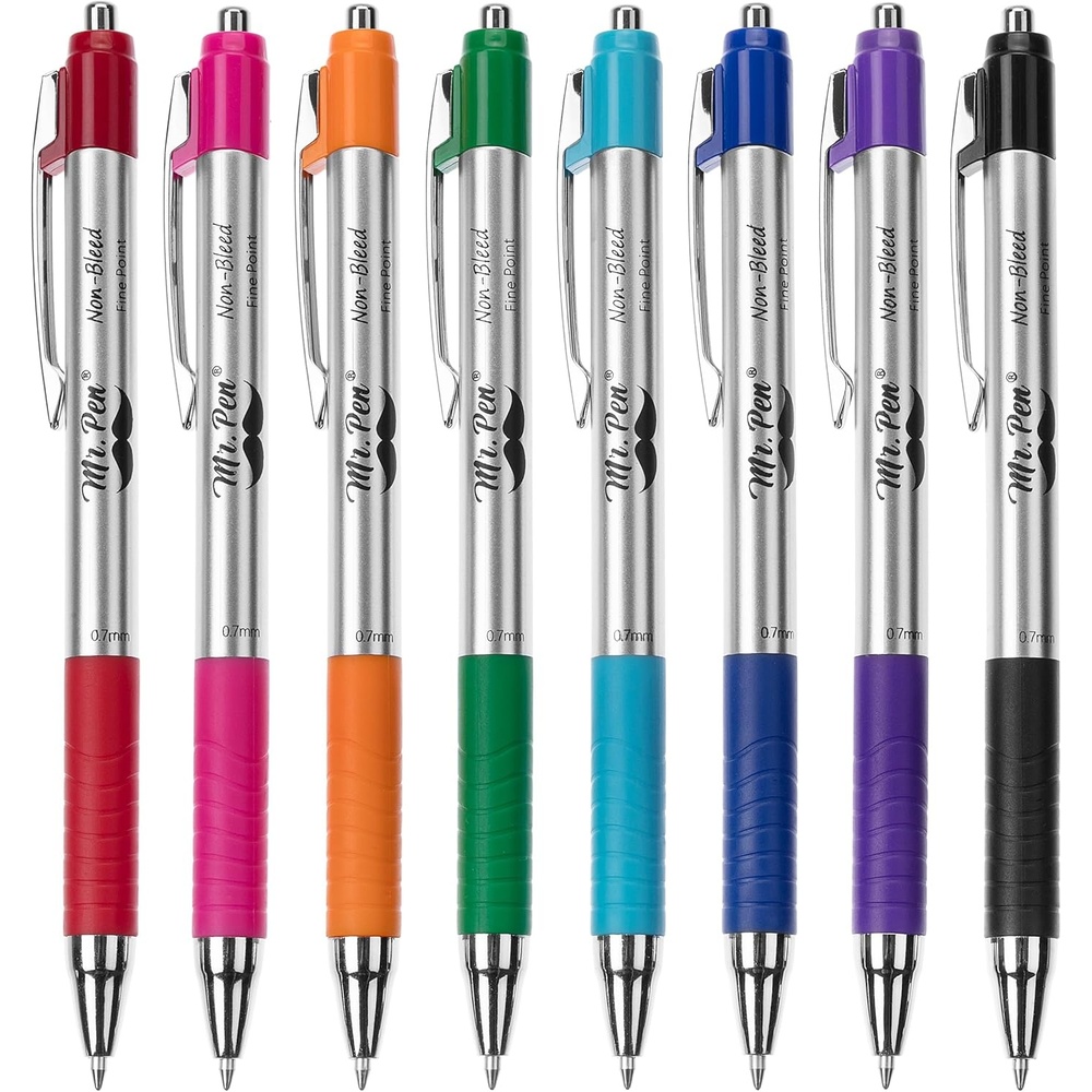 image:imageMr Pen Retractable Bible Pens 6 Pack Assorted Colors Ink No Bleed Through Fast Dry amp Smooth Writing Pens for Bible Journaling Color Coding Note Taking Study amp Planning8