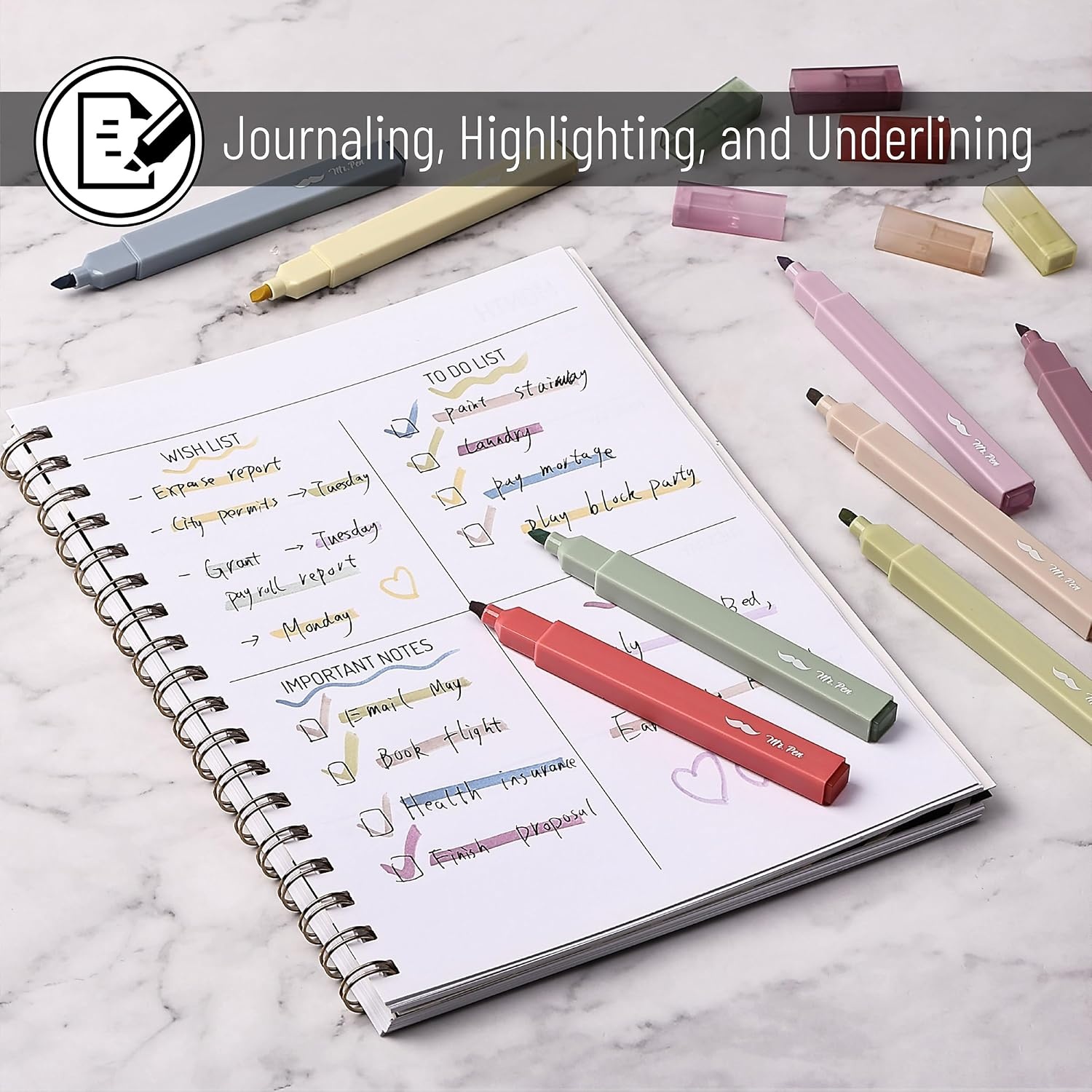 image:imageMr Pen Aesthetic Bible Highlighters No Bleed Through Assorted Color 8 pcs Cute Highlighter for Journaling Supplies and School Accessories Bible Highlighters and Pens No BleedMuted Pastel