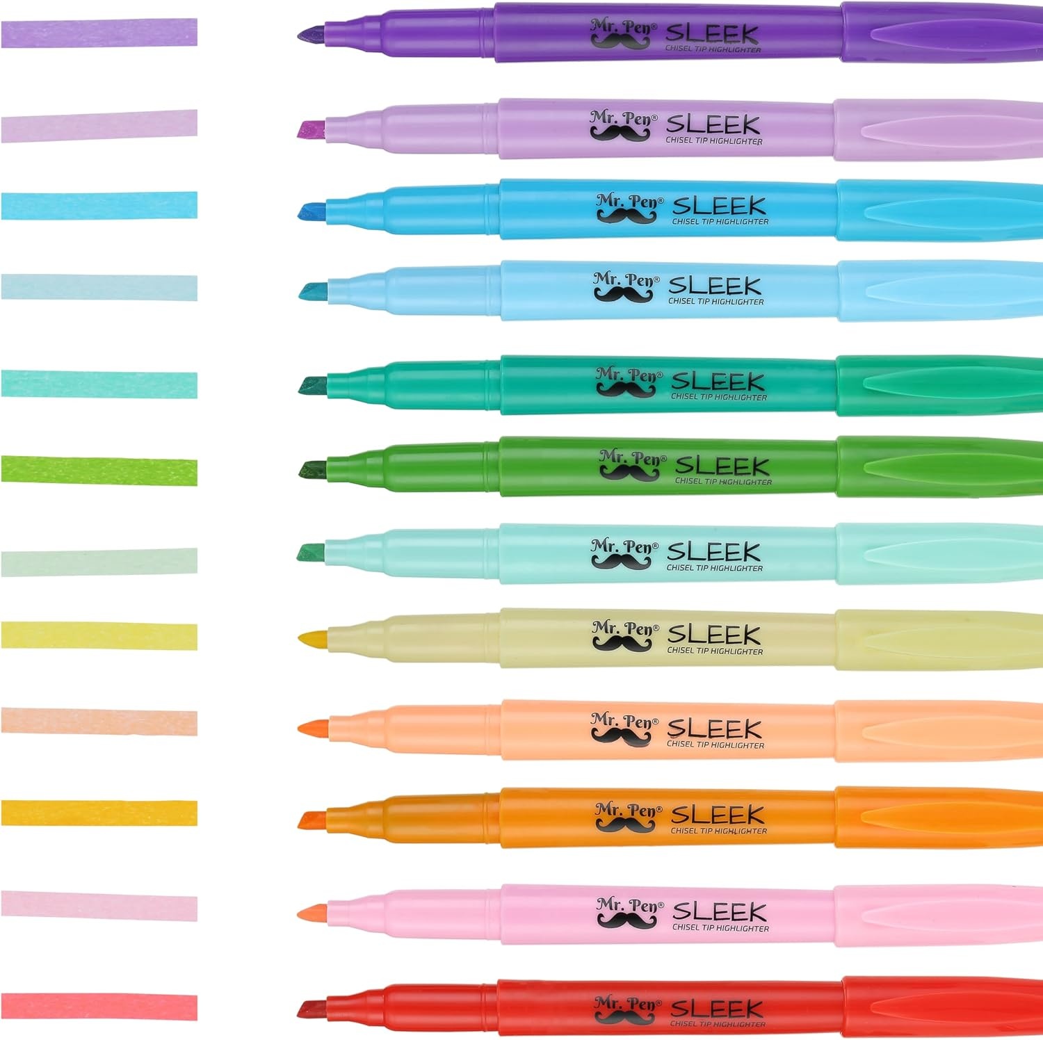 image:imageMr Pen Highlighters 12 Pack Pastel Colors Chisel Tip QuickDry SmearResistant Odorless Highlighters for School Office amp JournalingBright