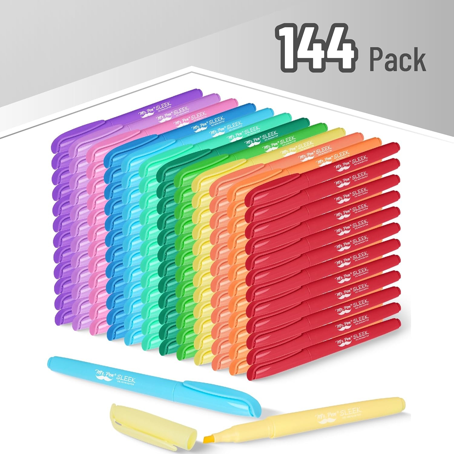 image:imageMr Pen Highlighters 12 Pack Pastel Colors Chisel Tip QuickDry SmearResistant Odorless Highlighters for School Office amp JournalingBright