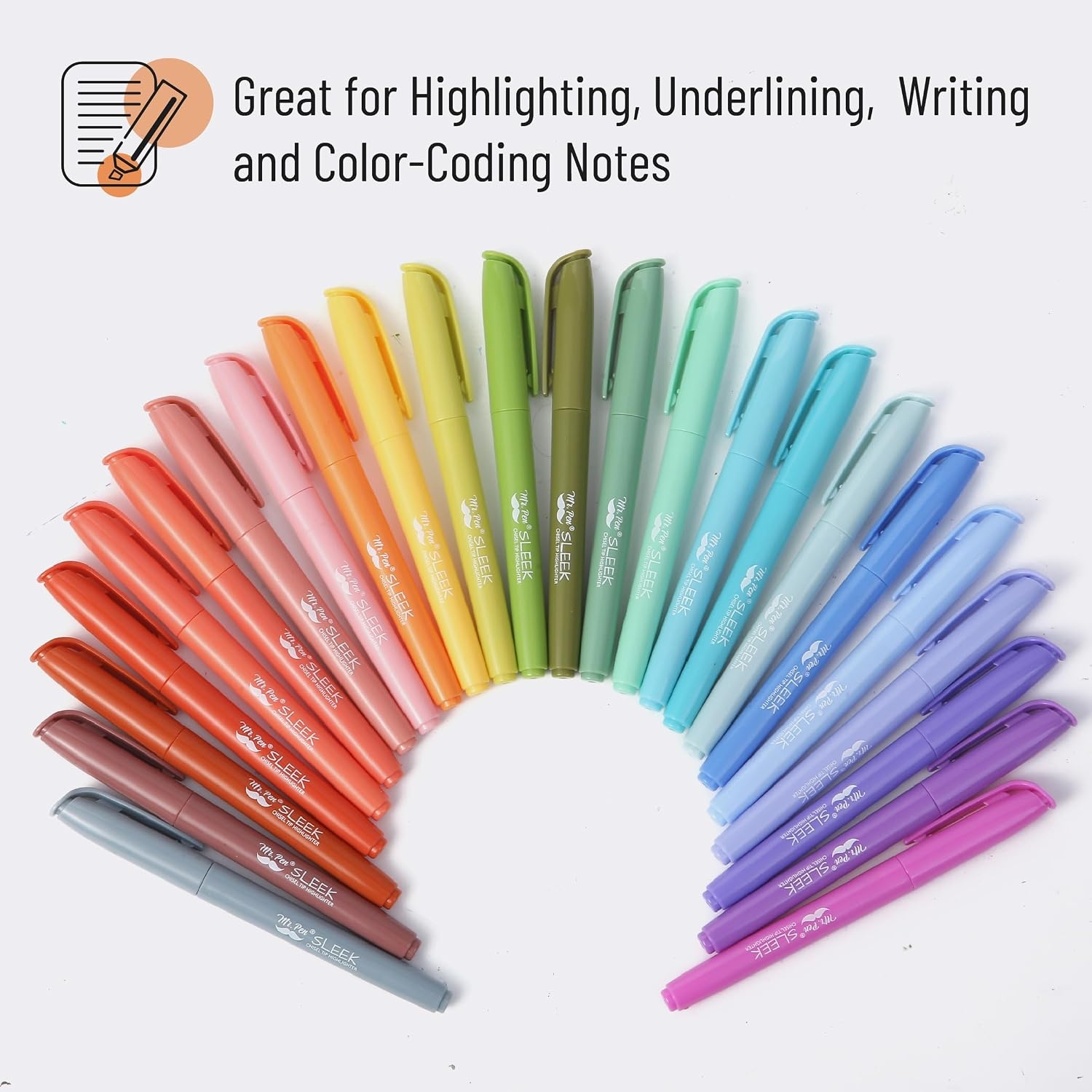 image:imageMr Pen Highlighters 12 Pack Pastel Colors Chisel Tip QuickDry SmearResistant Odorless Highlighters for School Office amp JournalingFour Season