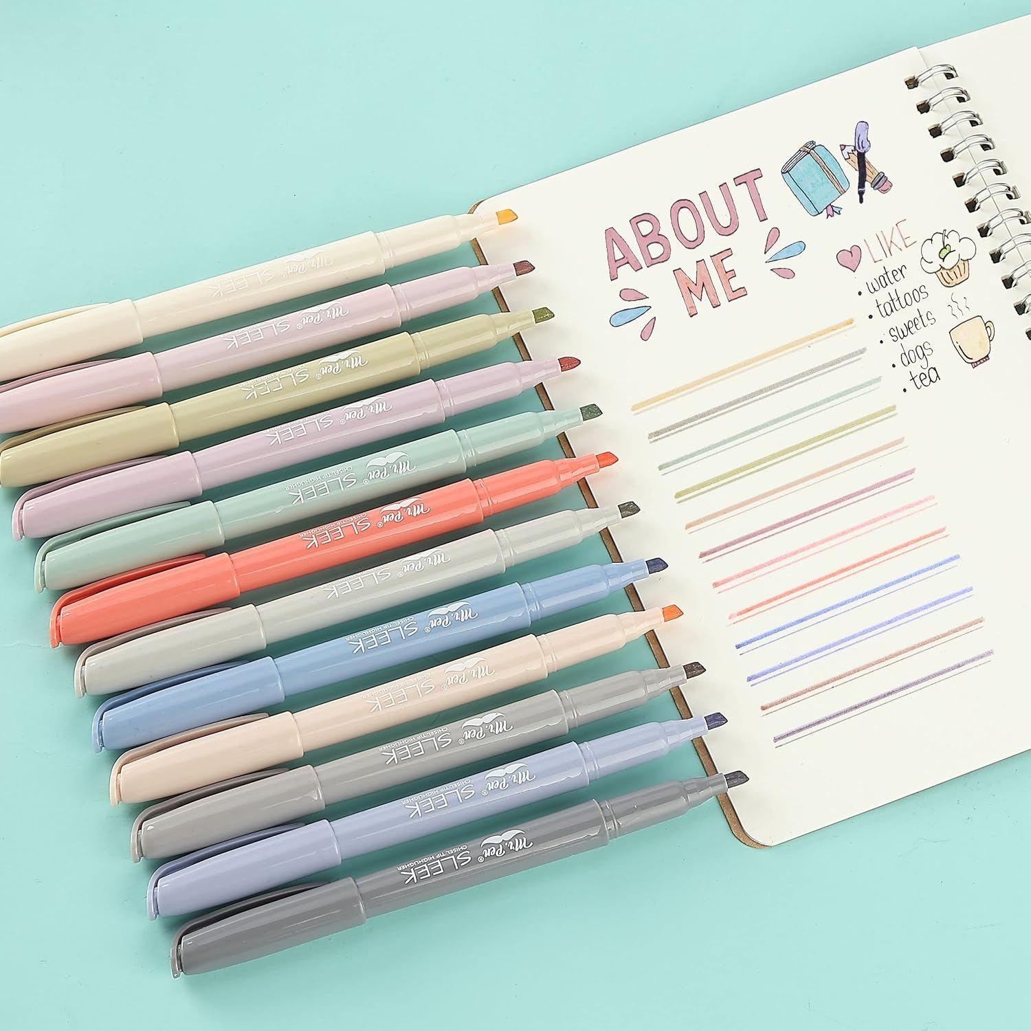 image:imageMr Pen Highlighters 12 Pack Pastel Colors Chisel Tip QuickDry SmearResistant Odorless Highlighters for School Office amp JournalingMorandi