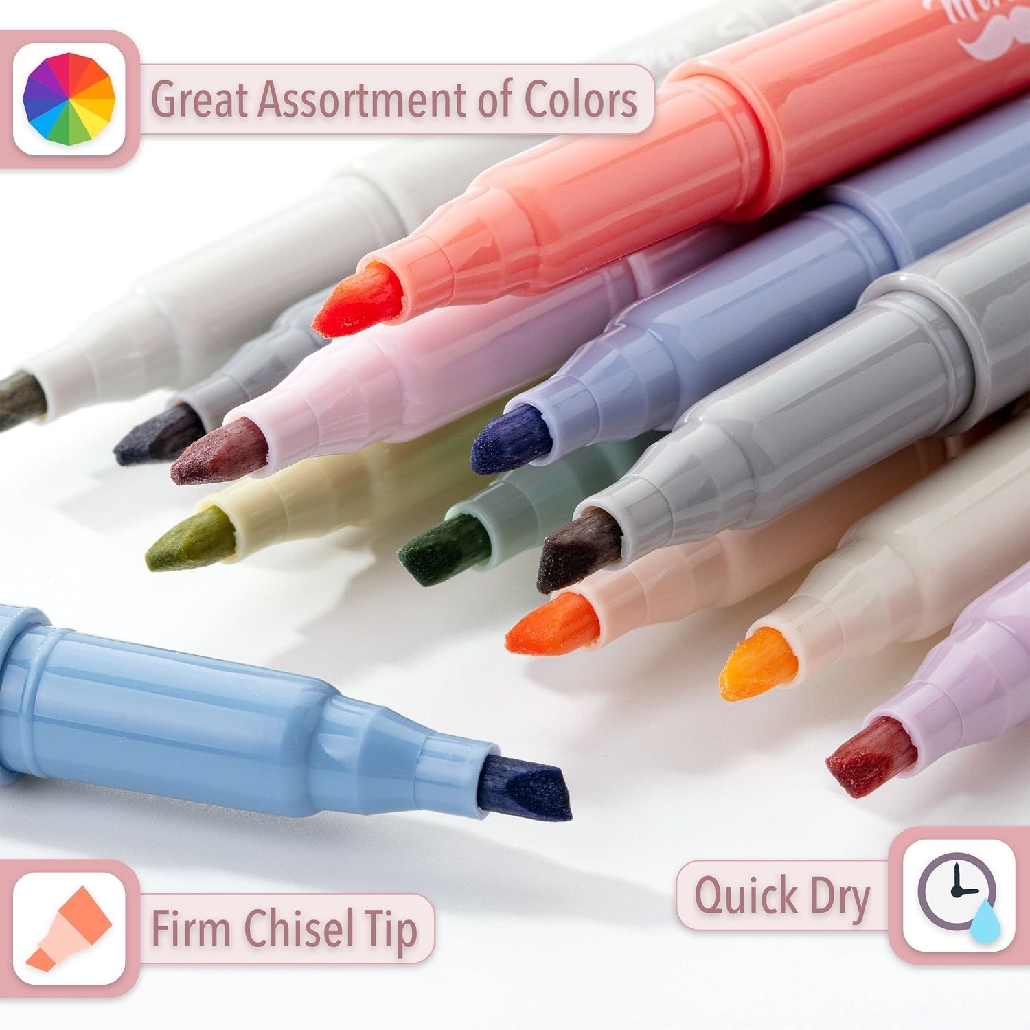 image:imageMr Pen Highlighters 12 Pack Pastel Colors Chisel Tip QuickDry SmearResistant Odorless Highlighters for School Office amp JournalingMorandi