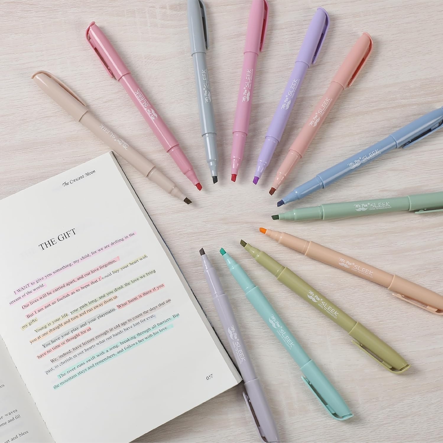 image:imageMr Pen Highlighters 12 Pack Pastel Colors Chisel Tip QuickDry SmearResistant Odorless Highlighters for School Office amp JournalingPastel 1