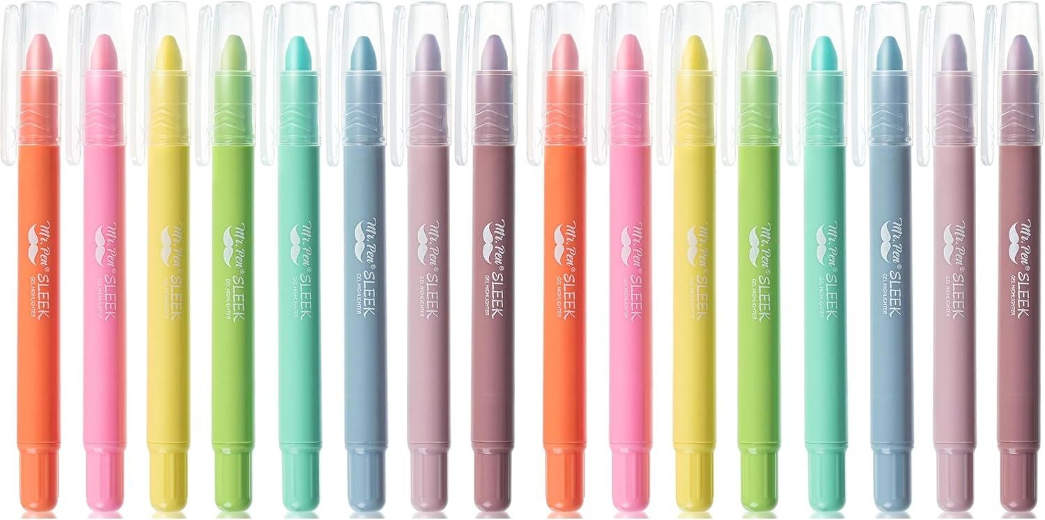 image:imageMr Pen No Bleed Gel Highlighters Colorful 12 Pack Bible Highlighters and Pens No Bleed Bible Markers for Study Journaling School Supplies and AccessoriesCandy Colors