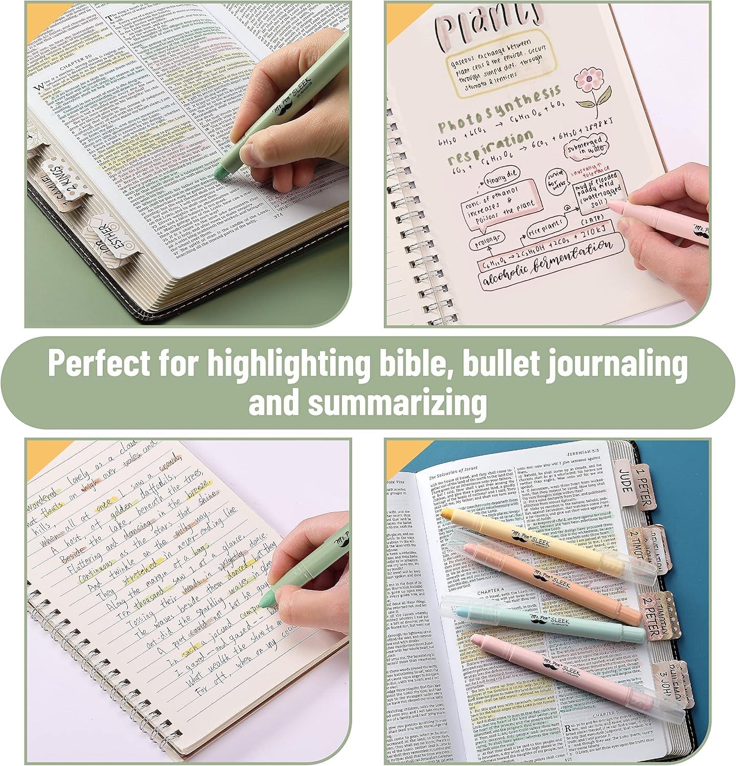 image:imageMr Pen No Bleed Gel Highlighters Colorful 12 Pack Bible Highlighters and Pens No Bleed Bible Markers for Study Journaling School Supplies and AccessoriesPastel Colors 2