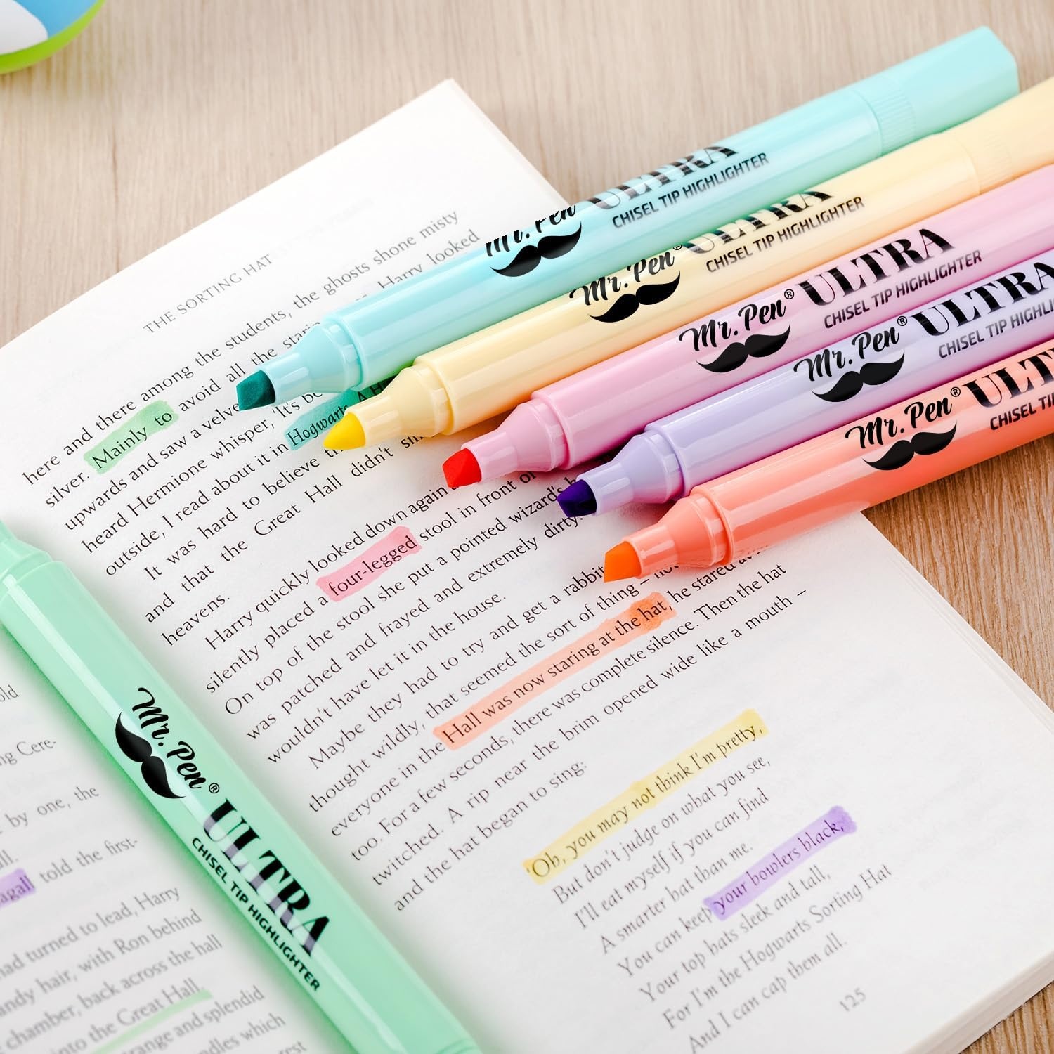 image:imageMr Pen Pastel Highlighter Tank Style 6 Pack Chisel Tip Colored Highlighters Pastel Bible Highlighter Multicolor Highlighters PackPastel