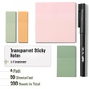 image:imageMr Pen Transparent Sticky Notes Set 200 Sheets Transparent Sticky Notes and Planner Tabs with Black Fineliner Pen for Bible Study Office School Planning Journaling amp OrganizationPastel 2