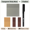 image:imageMr Pen Transparent Sticky Notes Set 200 Sheets Transparent Sticky Notes and Planner Tabs with Black Fineliner Pen for Bible Study Office School Planning Journaling amp OrganizationEarthy