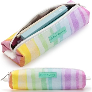 image:imageMr Pen Cute Pencil Case Pouch Multipurpose Canvas Bible Pencil Pouch Smooth Zipper Premium Material Neat Stitches Ideal for Stationery Cosmetics Electronics School Office TravelRainbow