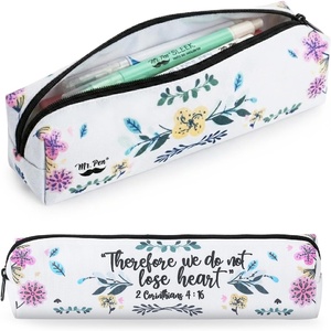 image:imageMr Pen Cute Pencil Case Pouch Multipurpose Canvas Bible Pencil Pouch Smooth Zipper Premium Material Neat Stitches Ideal for Stationery Cosmetics Electronics School Office TravelWhite