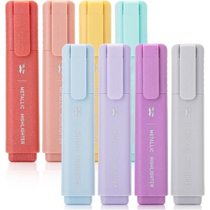 image:imageMr Pen Pastel Highlighters 8 Pack Highlighters with Firm Chisel Tip Quick Dry amp NonToxic No Bleed on Standard Paper Ideal for Highlighting Underlining Journaling amp ColoringMetallic