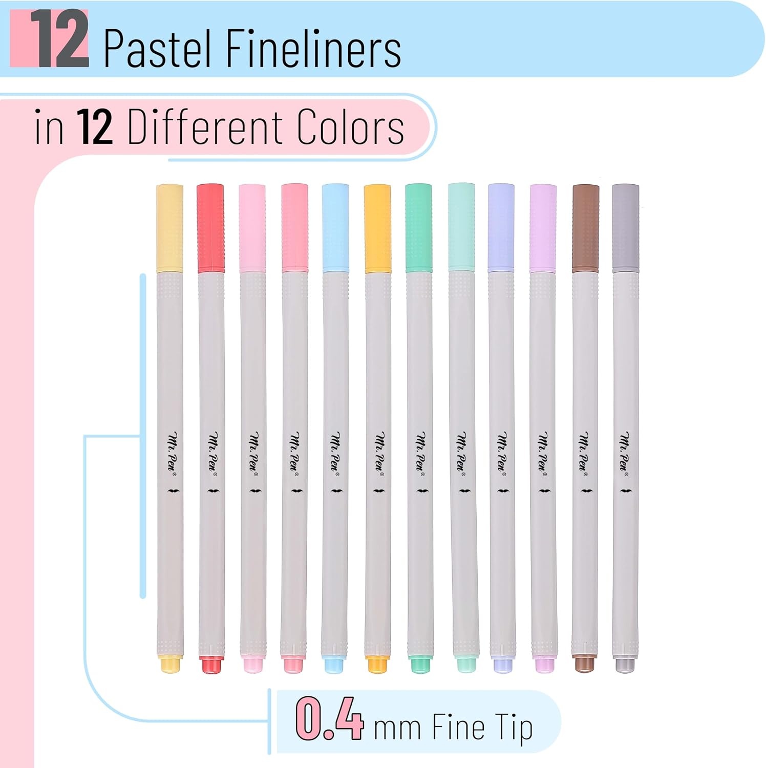image:imageMr Pen Colored Fineliner Pens 12 Pack Fine Point Smooth Bible Journaling Pens for Detailed Drawing NoteTaking Coloring Sketching Planning amp Art Projects School SuppliesPastel Colors