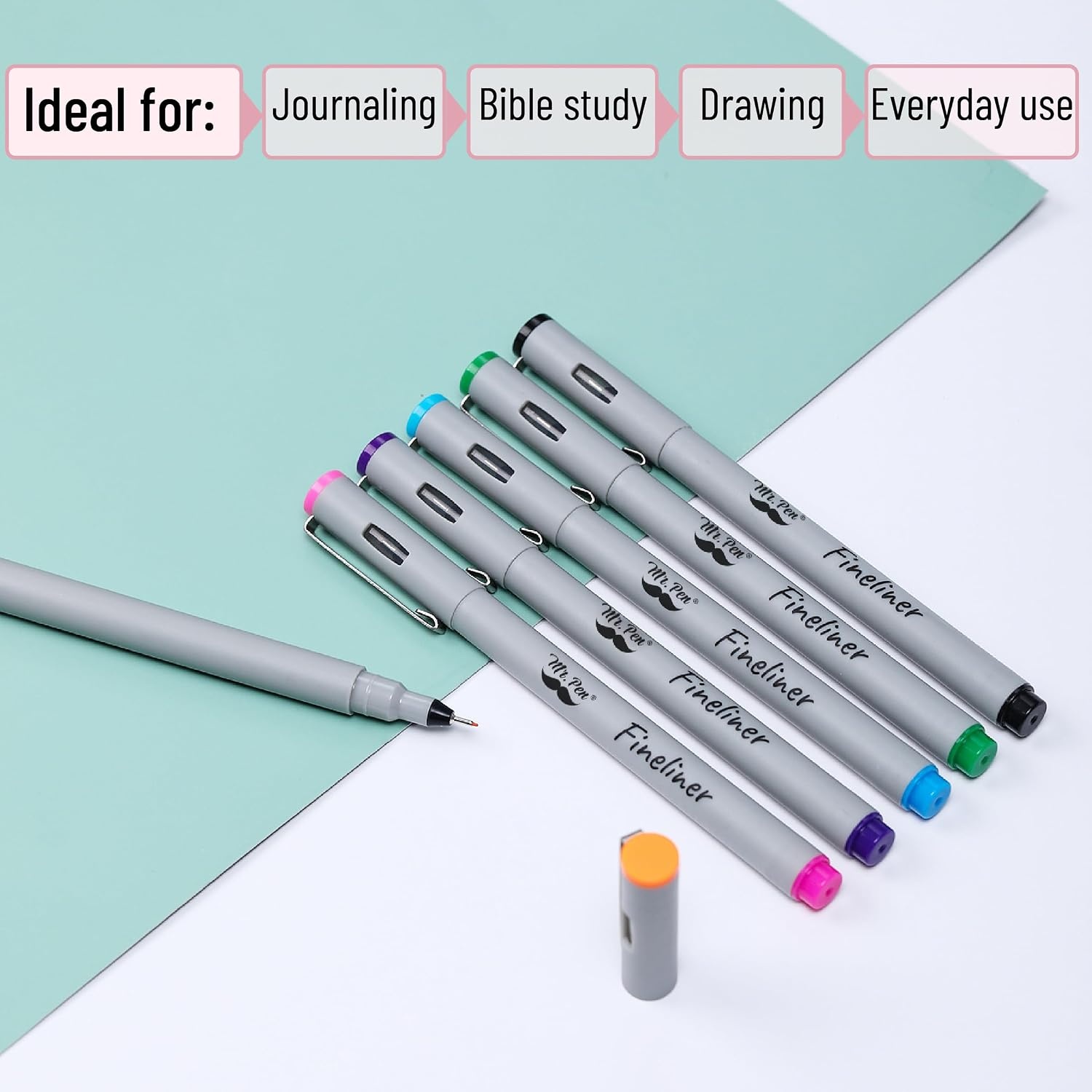 image:imageMr Pen Colored Fineliner Pens 6 Pack 02mm Ultra Fine Point Smooth Bible Journaling Pens for Detailed Drawing NoteTaking Coloring Sketching Planning amp Art Projects School Supplies