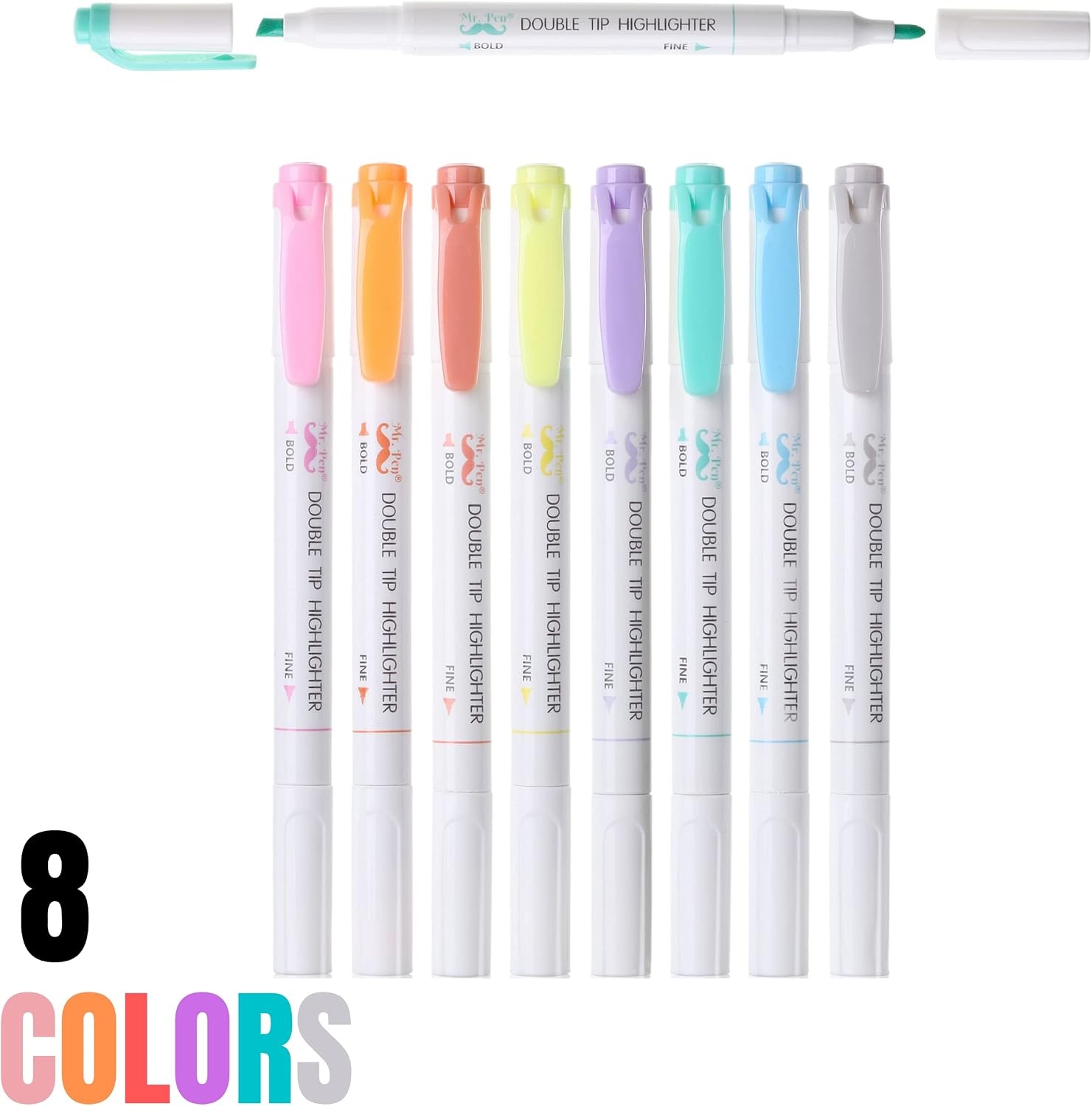 image:imageMr Pen Double Tip Highlighters Fine amp Chisel Tip Neon amp Pastel Colors 8 Pack Planner Markers Highlighters for Bible Journaling