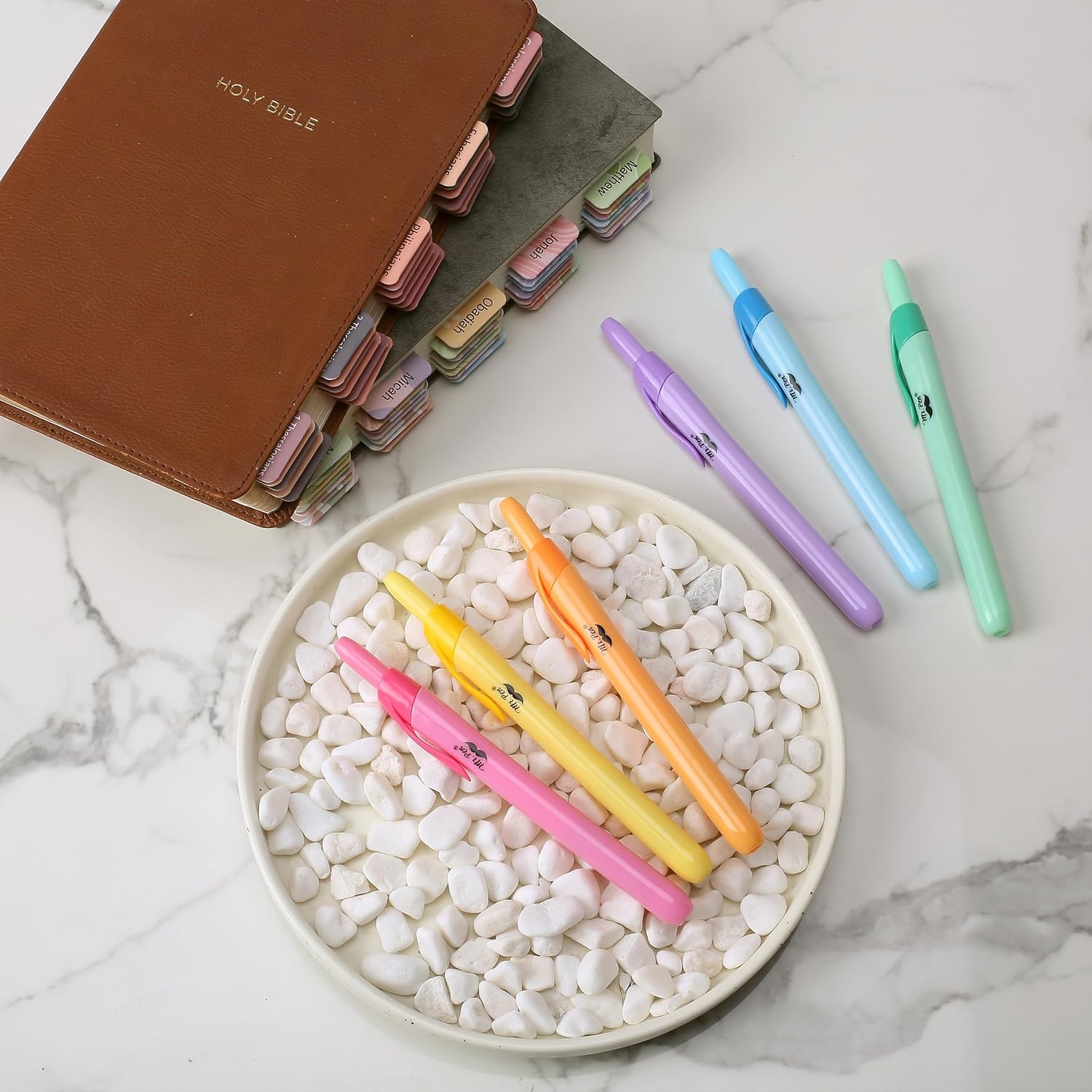 image:imageMr Pen Retractable Highlighters 6 Pack Pastel Colors Chisel Tip Highlighter Marker Set Click Highlighter Markers for Classroom Journaling Study Supplies No Bleed On Standard PagesBright