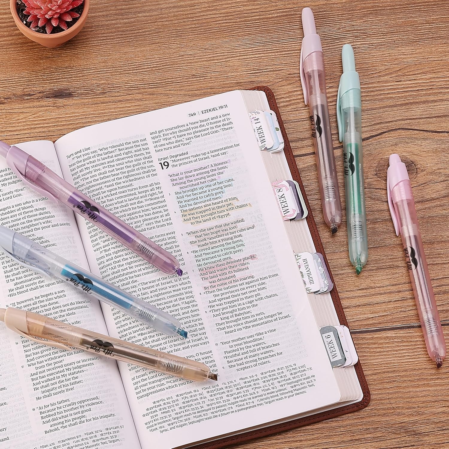 image:imageMr Pen Retractable Highlighters 6 Pack Pastel Colors Chisel Tip Highlighter Marker Set Click Highlighter Markers for Classroom Journaling Study Supplies No Bleed On Standard PagesMuted Pastel