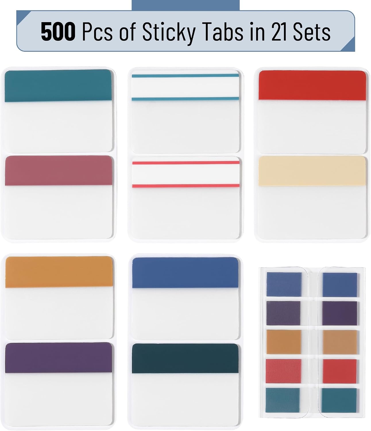 image:imageMr Pen Sticky Index Tabs 500 pcs 21 Sets Pastel  Writable Colored Page Markers for Reading Notes Books Binders Notebook Folders and Classify Files WaterResistantRetro
