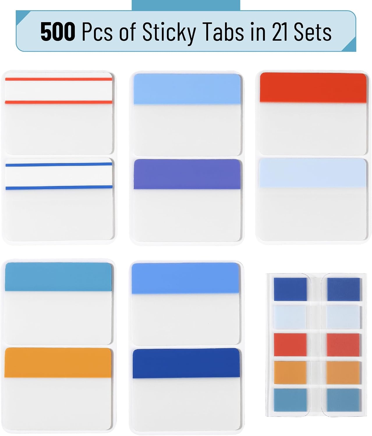 image:imageMr Pen Sticky Index Tabs 500 pcs 21 Sets Pastel  Writable Colored Page Markers for Reading Notes Books Binders Notebook Folders and Classify Files WaterResistantWinter