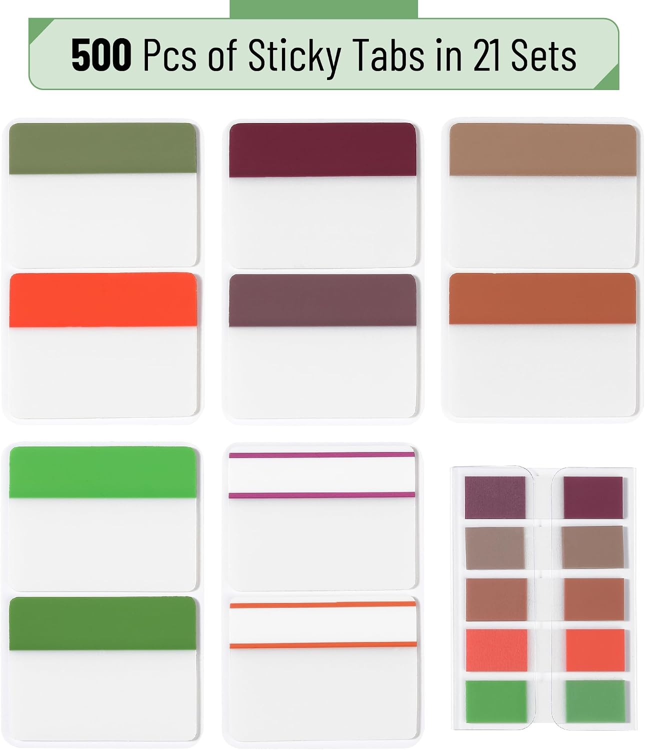 image:imageMr Pen Sticky Index Tabs 500 pcs 21 Sets Pastel  Writable Colored Page Markers for Reading Notes Books Binders Notebook Folders and Classify Files WaterResistantBeetroot