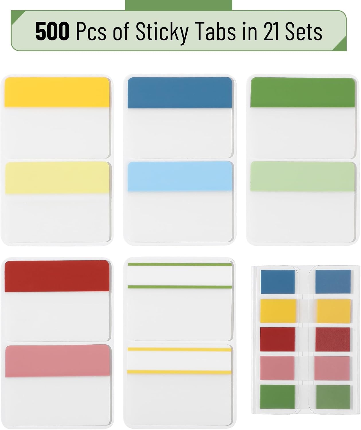 image:imageMr Pen Sticky Index Tabs 500 pcs 21 Sets Pastel  Writable Colored Page Markers for Reading Notes Books Binders Notebook Folders and Classify Files WaterResistantJewels