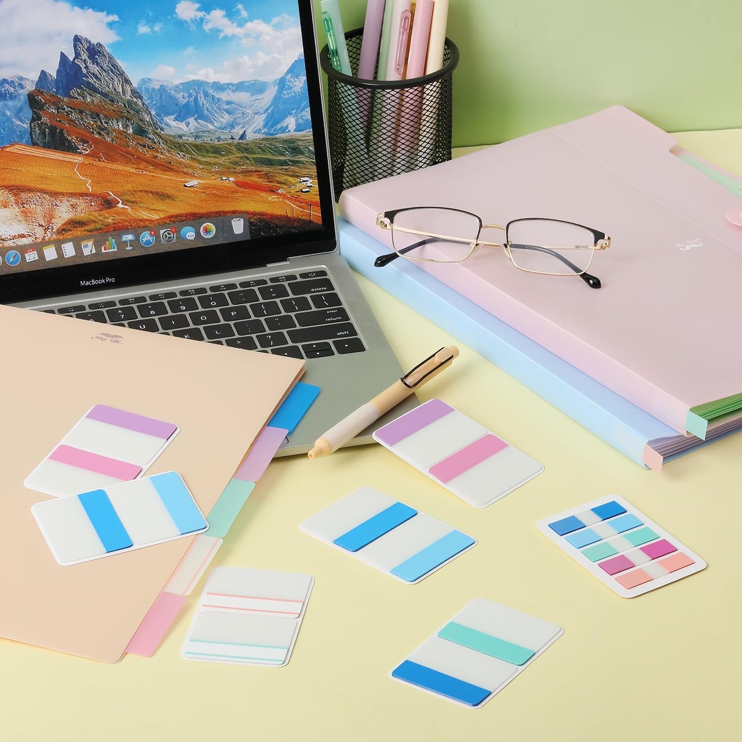image:imageMr Pen Sticky Index Tabs 500 pcs 21 Sets Pastel  Writable Colored Page Markers for Reading Notes Books Binders Notebook Folders and Classify Files WaterResistantFlamingo