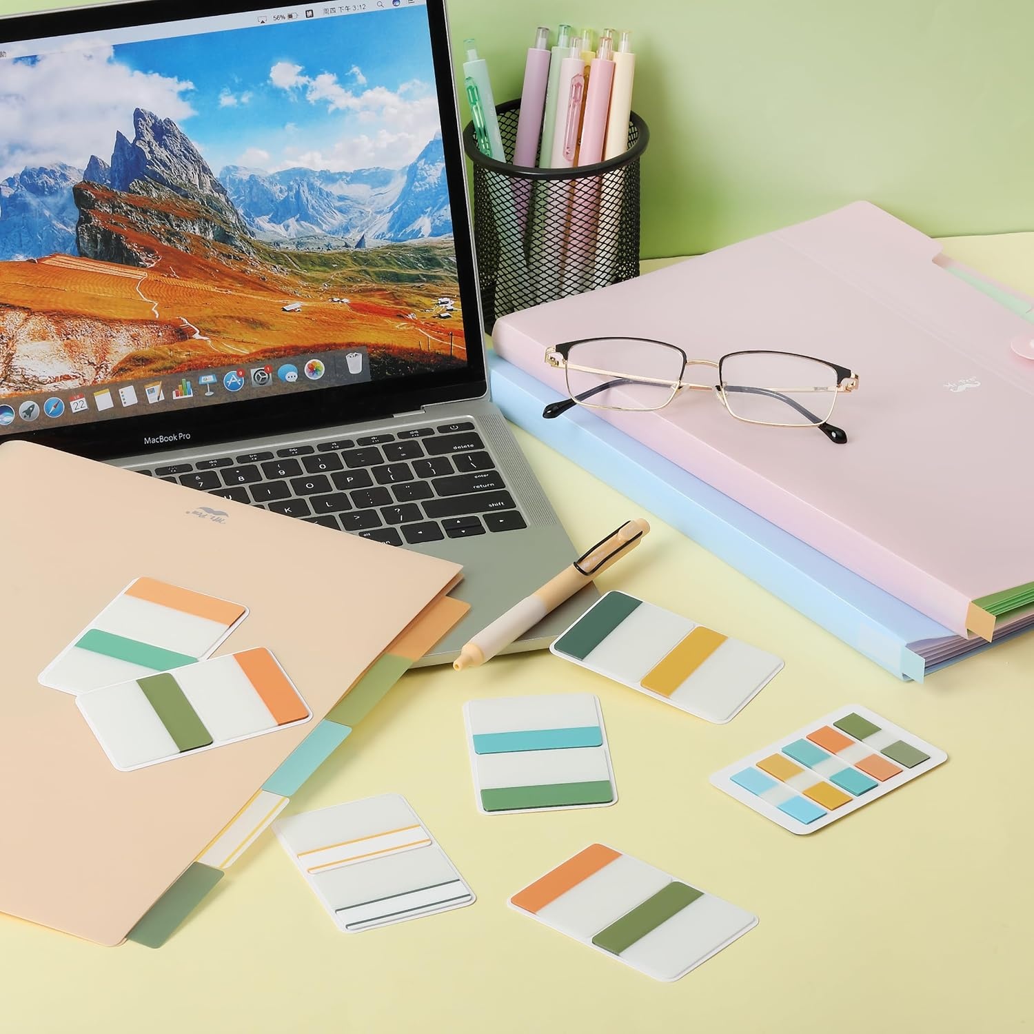 image:imageMr Pen Sticky Index Tabs 500 pcs 21 Sets Pastel  Writable Colored Page Markers for Reading Notes Books Binders Notebook Folders and Classify Files WaterResistantGarden