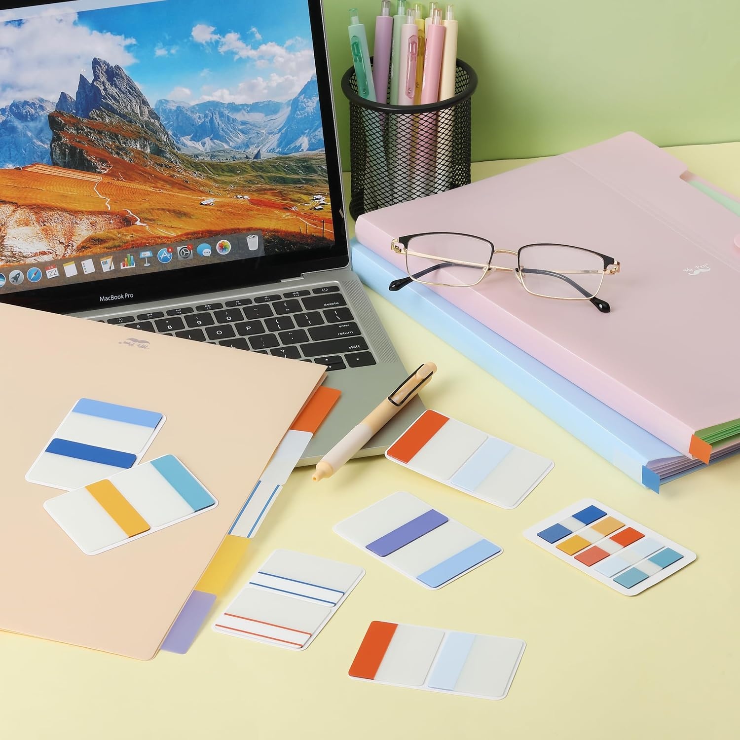 image:imageMr Pen Sticky Index Tabs 500 pcs 21 Sets Pastel  Writable Colored Page Markers for Reading Notes Books Binders Notebook Folders and Classify Files WaterResistantWinter