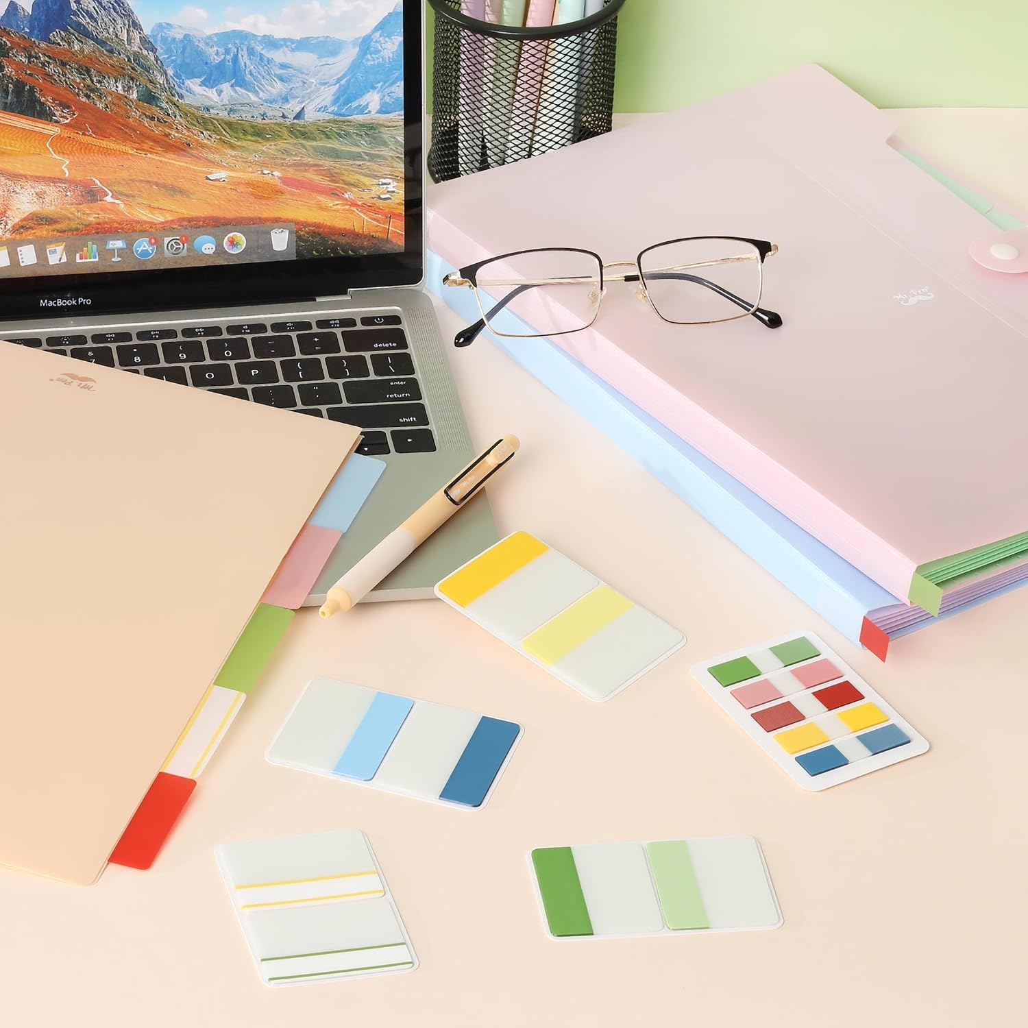image:imageMr Pen Sticky Index Tabs 500 pcs 21 Sets Pastel  Writable Colored Page Markers for Reading Notes Books Binders Notebook Folders and Classify Files WaterResistantJewels