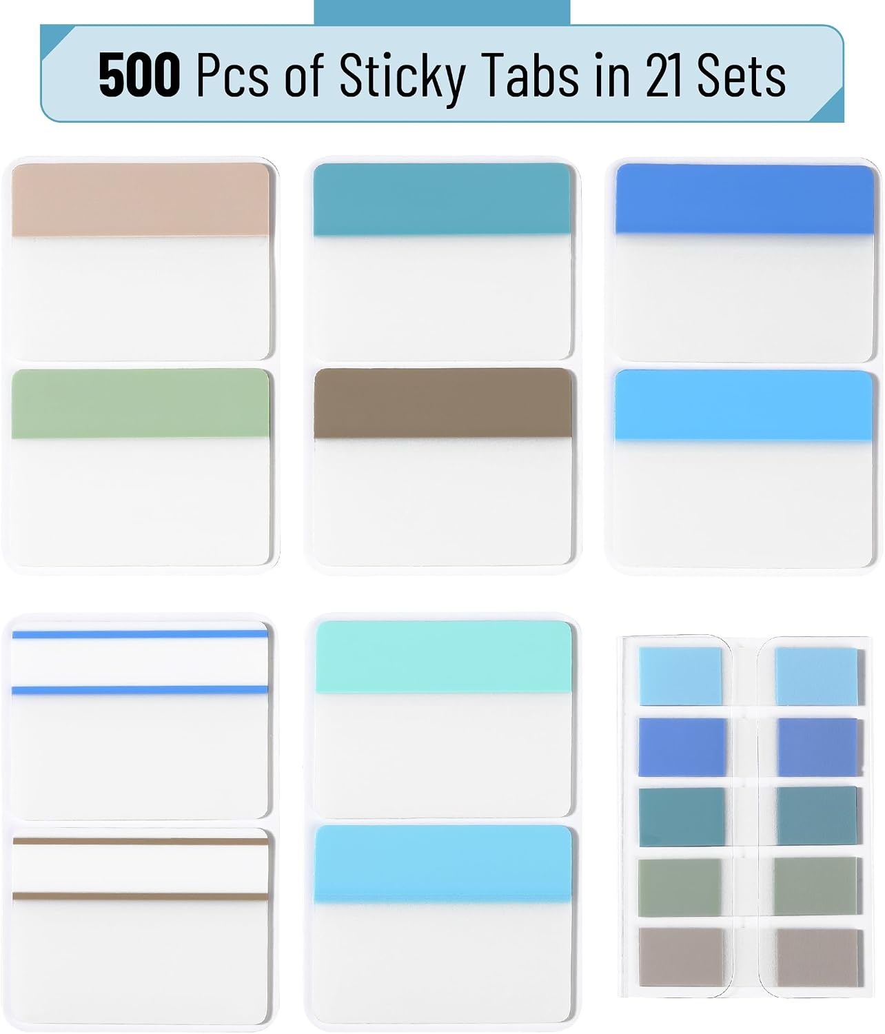 image:imageMr Pen Sticky Index Tabs 500 pcs 21 Sets Pastel  Writable Colored Page Markers for Reading Notes Books Binders Notebook Folders and Classify Files WaterResistantBeach