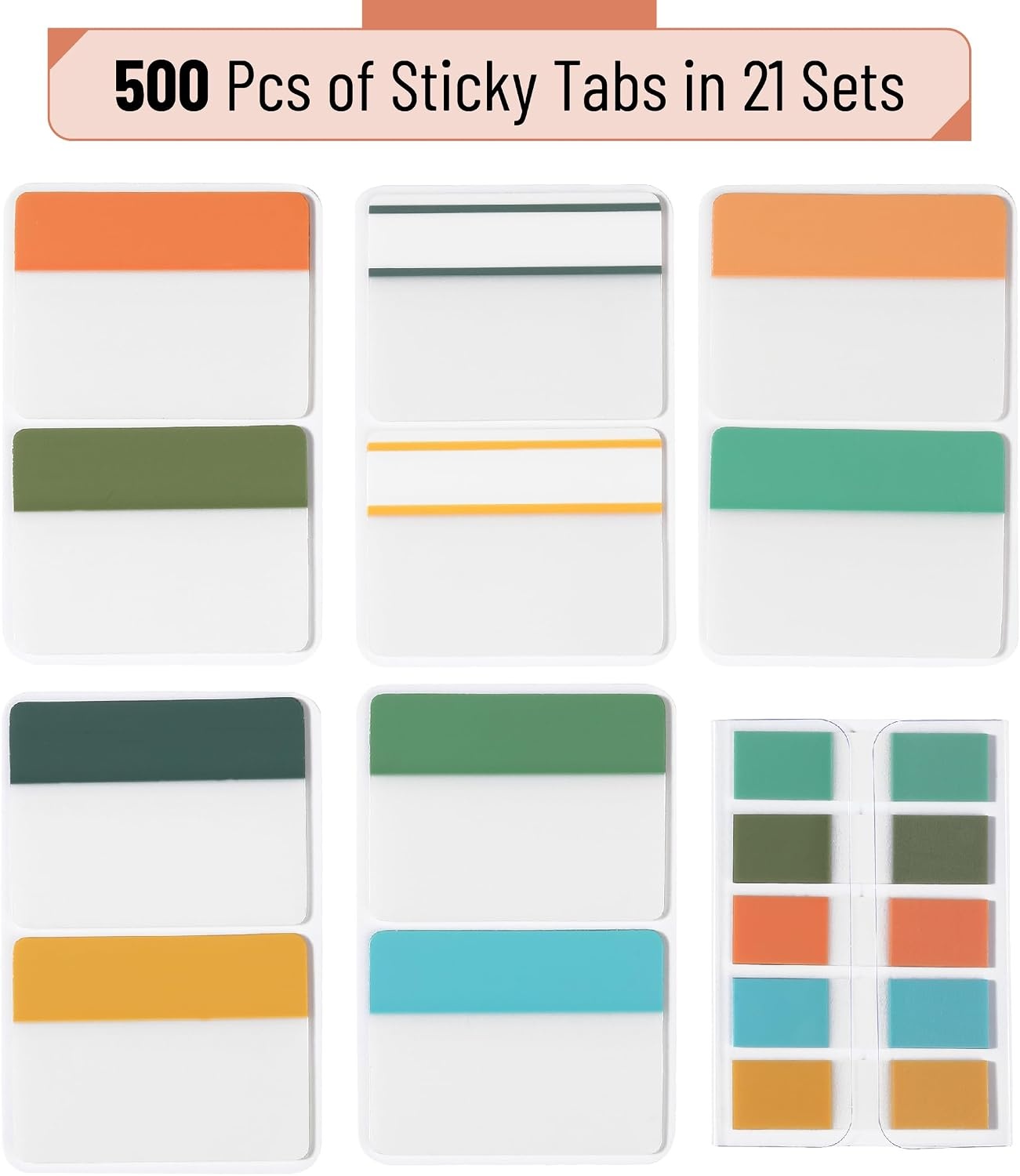 image:imageMr Pen Sticky Index Tabs 500 pcs 21 Sets Pastel  Writable Colored Page Markers for Reading Notes Books Binders Notebook Folders and Classify Files WaterResistantGarden
