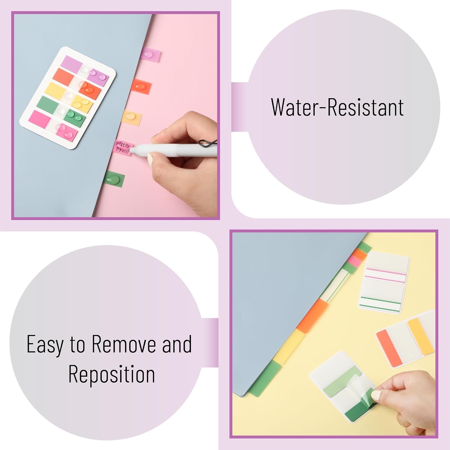 image:imageMr Pen Sticky Index Tabs 500 pcs 21 Sets Pastel  Writable Colored Page Markers for Reading Notes Books Binders Notebook Folders and Classify Files WaterResistantFlowers