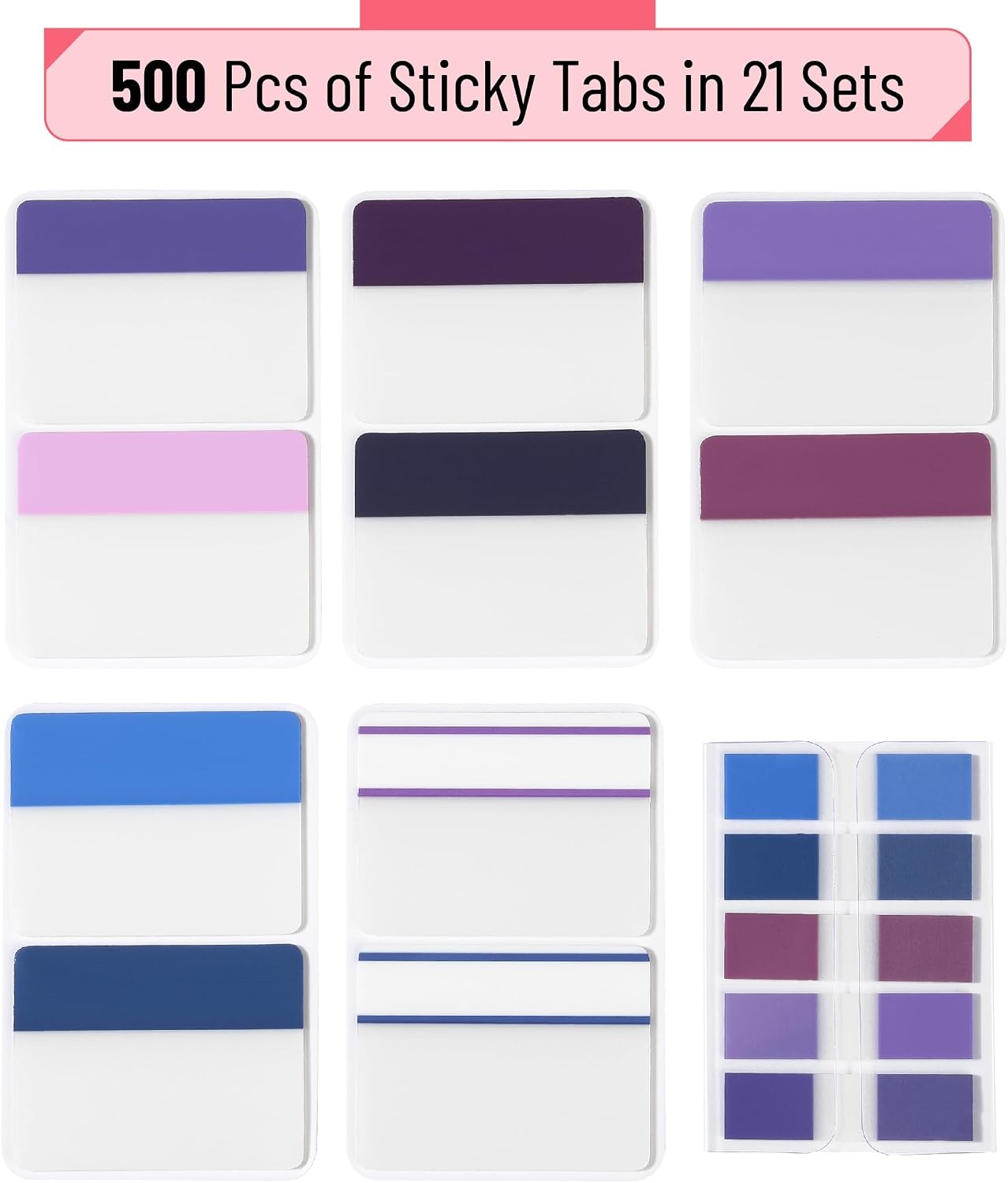 image:imageMr Pen Sticky Index Tabs 500 pcs 21 Sets Pastel  Writable Colored Page Markers for Reading Notes Books Binders Notebook Folders and Classify Files WaterResistantSpace