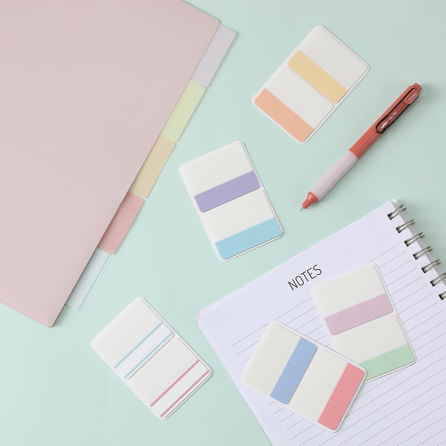 image:imageMr Pen Sticky Index Tabs 500 pcs 21 Sets Pastel  Writable Colored Page Markers for Reading Notes Books Binders Notebook Folders and Classify Files WaterResistantPastel
