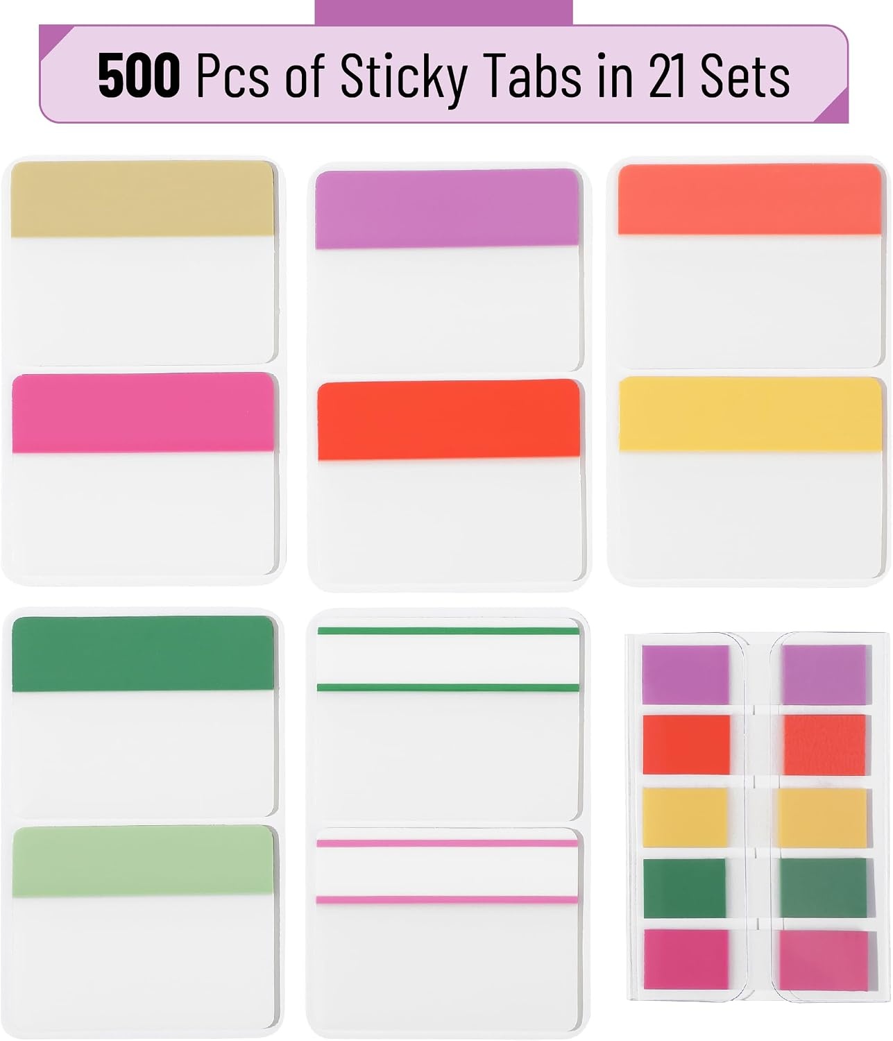 image:imageMr Pen Sticky Index Tabs 500 pcs 21 Sets Pastel  Writable Colored Page Markers for Reading Notes Books Binders Notebook Folders and Classify Files WaterResistantFlowers