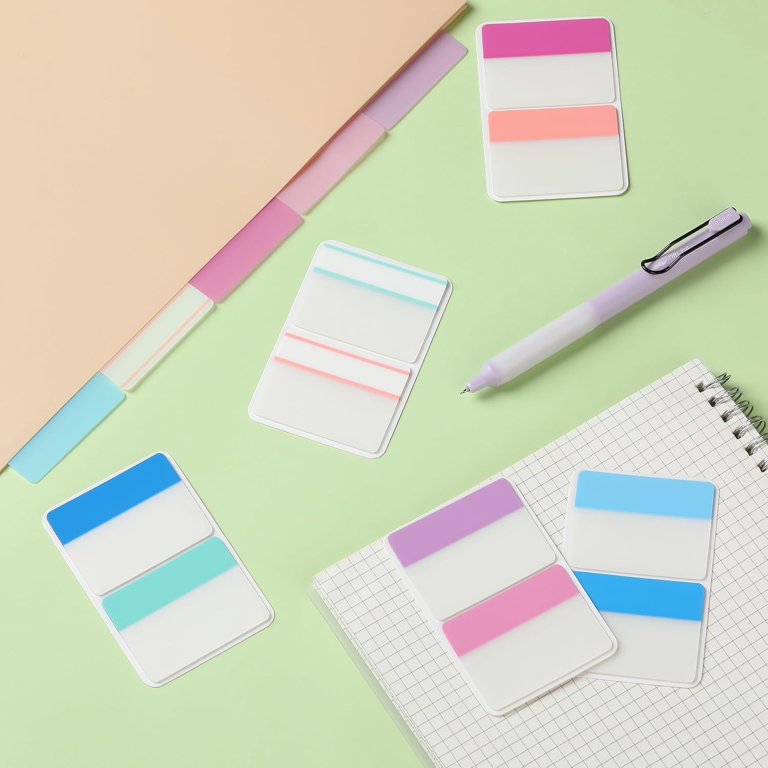 image:imageMr Pen Sticky Index Tabs 500 pcs 21 Sets Pastel  Writable Colored Page Markers for Reading Notes Books Binders Notebook Folders and Classify Files WaterResistantFlamingo