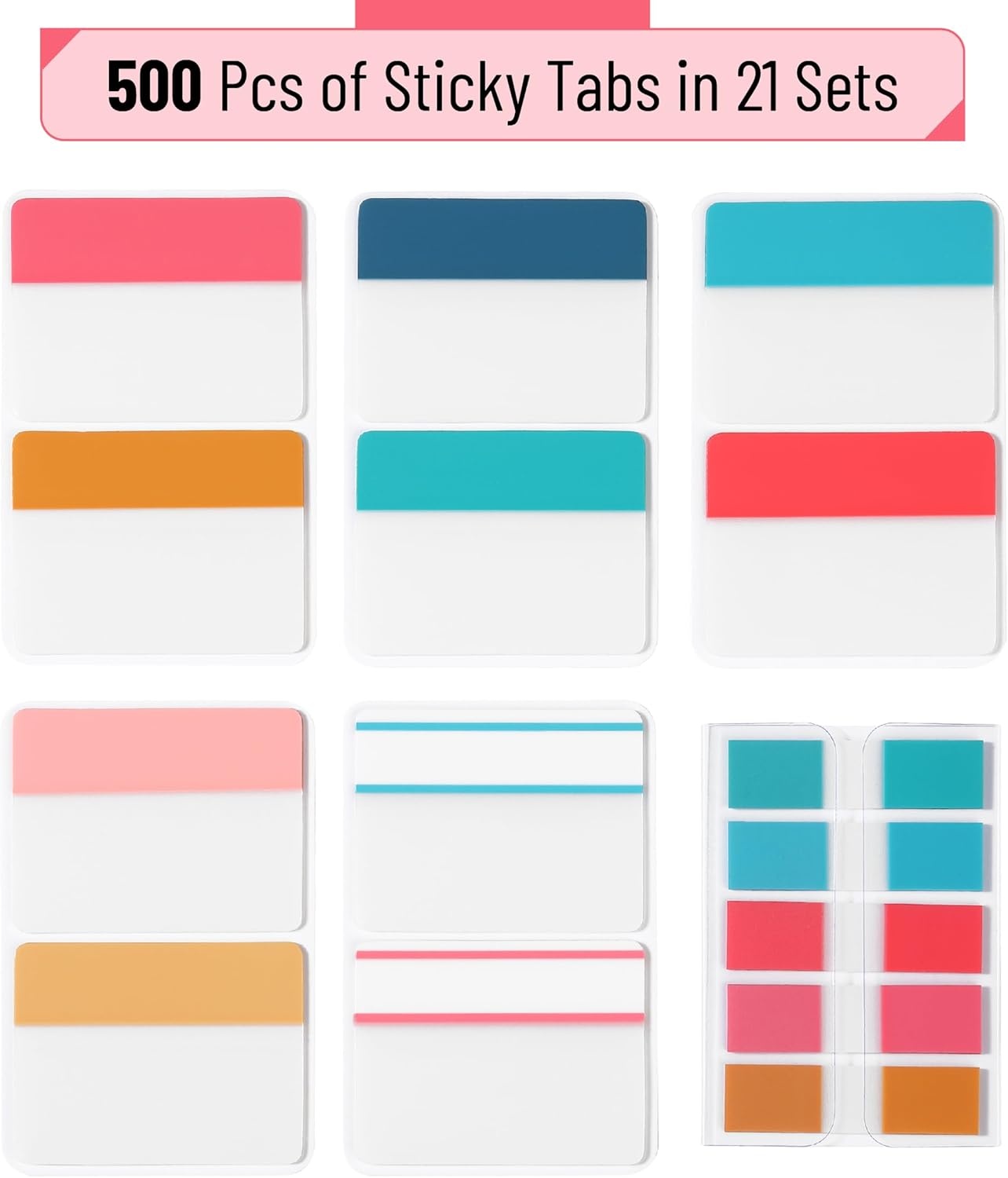 image:imageMr Pen Sticky Index Tabs 500 pcs 21 Sets Pastel  Writable Colored Page Markers for Reading Notes Books Binders Notebook Folders and Classify Files WaterResistantTropical