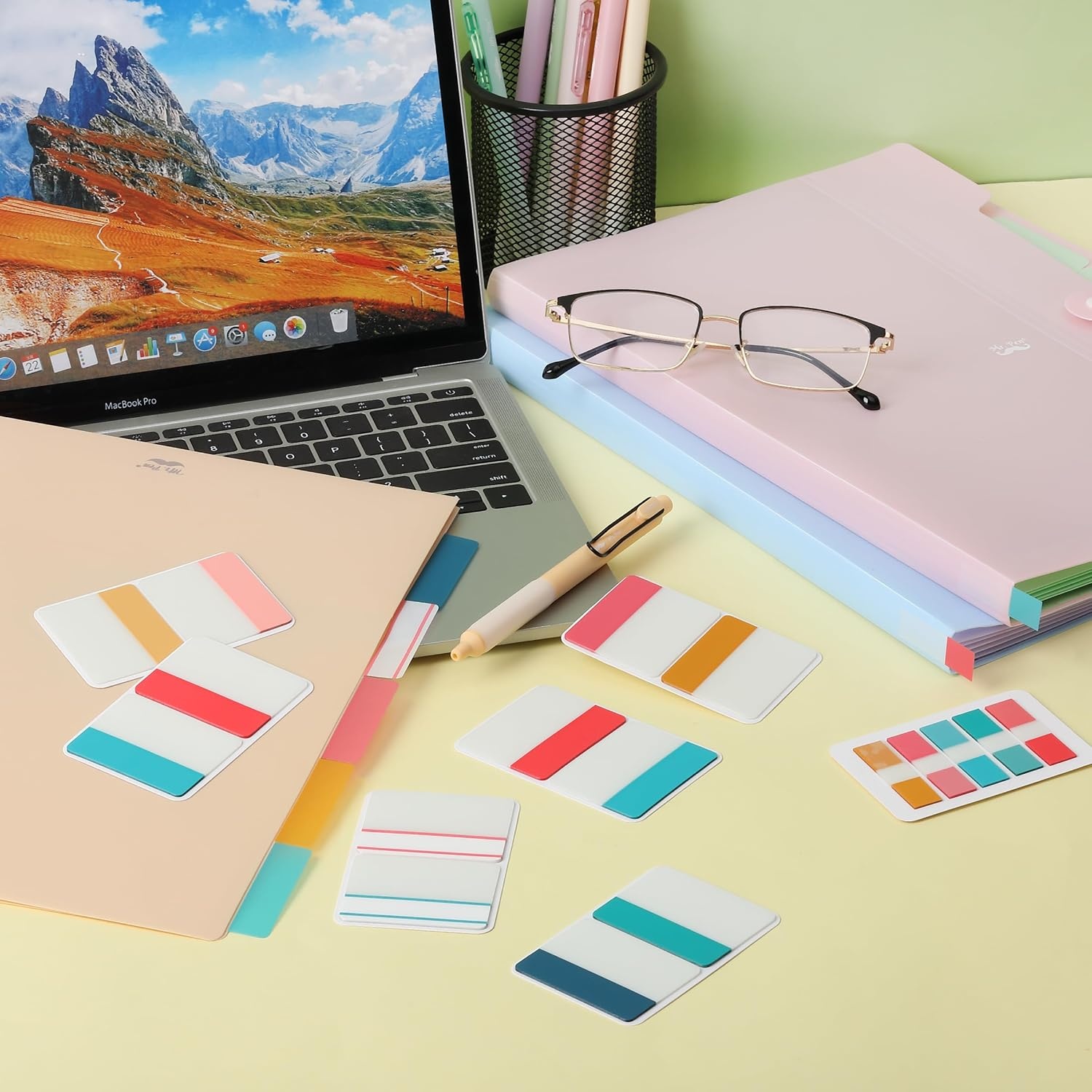 image:imageMr Pen Sticky Index Tabs 500 pcs 21 Sets Pastel  Writable Colored Page Markers for Reading Notes Books Binders Notebook Folders and Classify Files WaterResistantTropical