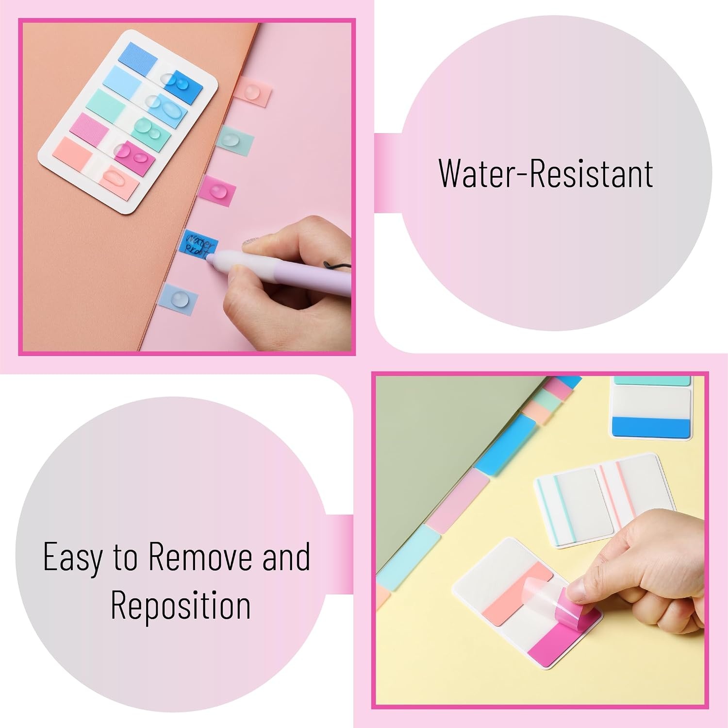 image:imageMr Pen Sticky Index Tabs 500 pcs 21 Sets Pastel  Writable Colored Page Markers for Reading Notes Books Binders Notebook Folders and Classify Files WaterResistantFlamingo