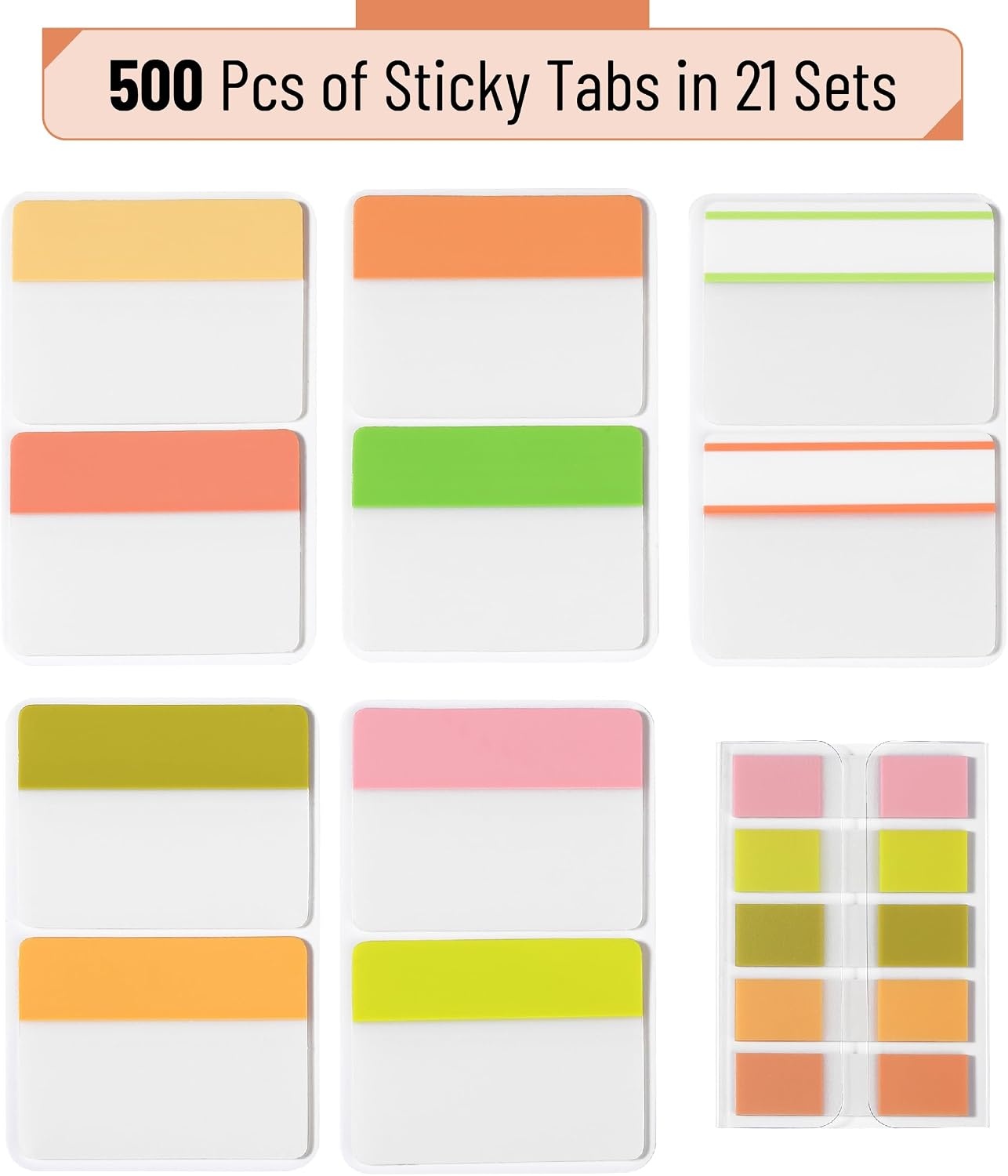 image:imageMr Pen Sticky Index Tabs 500 pcs 21 Sets Pastel  Writable Colored Page Markers for Reading Notes Books Binders Notebook Folders and Classify Files WaterResistantCitrus
