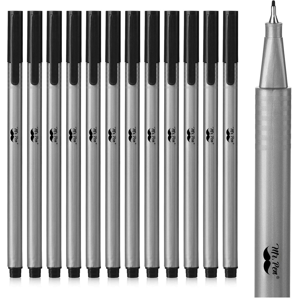 image:imageMr Pen Colored Fineliner Pens 12 Pack Fine Point Smooth Bible Journaling Pens for Detailed Drawing NoteTaking Coloring Sketching Planning amp Art Projects School SuppliesBlack