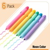 image:imageMr Pen Retractable Highlighters 6 Pack Pastel Colors Chisel Tip Highlighter Marker Set Click Highlighter Markers for Classroom Journaling Study Supplies No Bleed On Standard PagesBright