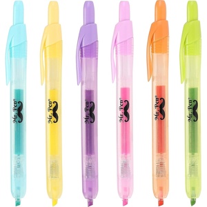 image:imageMr Pen Retractable Highlighters 6 Pack Pastel Colors Chisel Tip Highlighter Marker Set Click Highlighter Markers for Classroom Journaling Study Supplies No Bleed On Standard PagesPastel