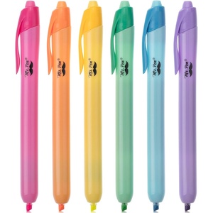 image:imageMr Pen Retractable Highlighters 6 Pack Pastel Colors Chisel Tip Highlighter Marker Set Click Highlighter Markers for Classroom Journaling Study Supplies No Bleed On Standard PagesBright