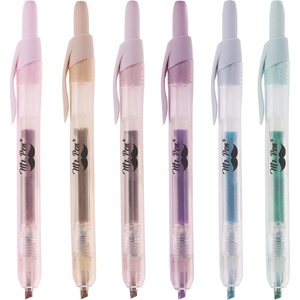 image:imageMr Pen Retractable Highlighters 6 Pack Pastel Colors Chisel Tip Highlighter Marker Set Click Highlighter Markers for Classroom Journaling Study Supplies No Bleed On Standard PagesMuted Pastel